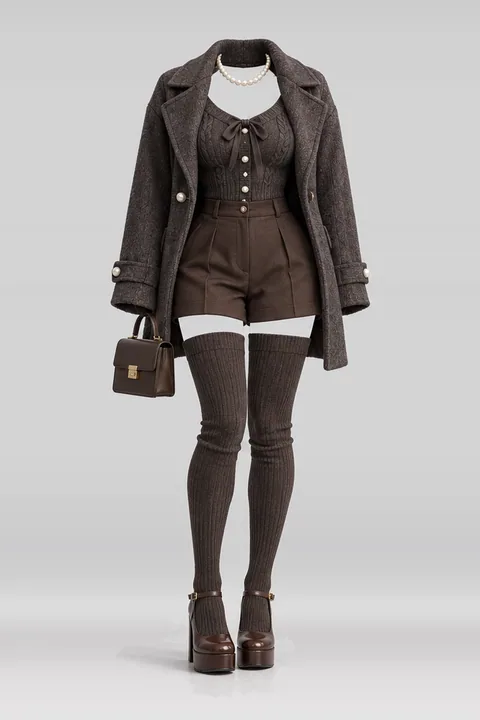 Knit cardigan pants wool coat socks