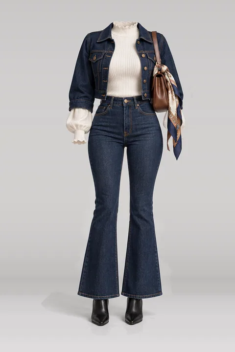 White navy denim jacket jeans black