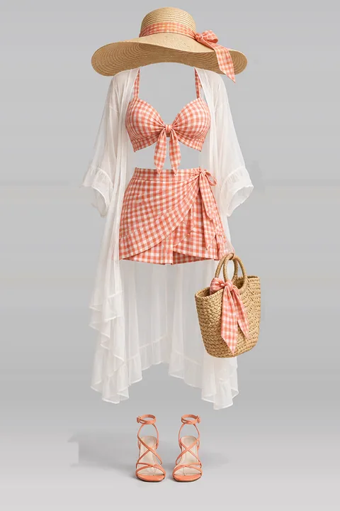 Mini skirt shorts cardigan sandals bag