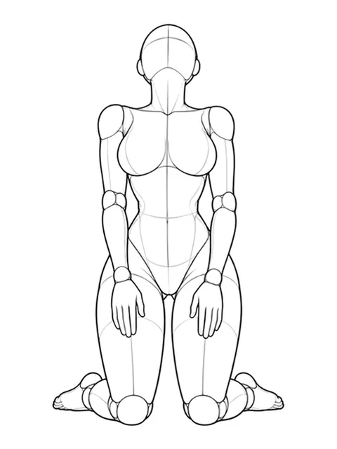Kneeling, leaning upper body back