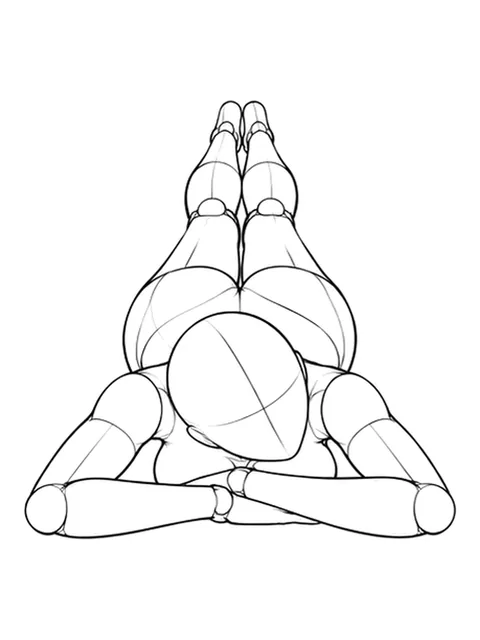 Lying face down, head on folded arms