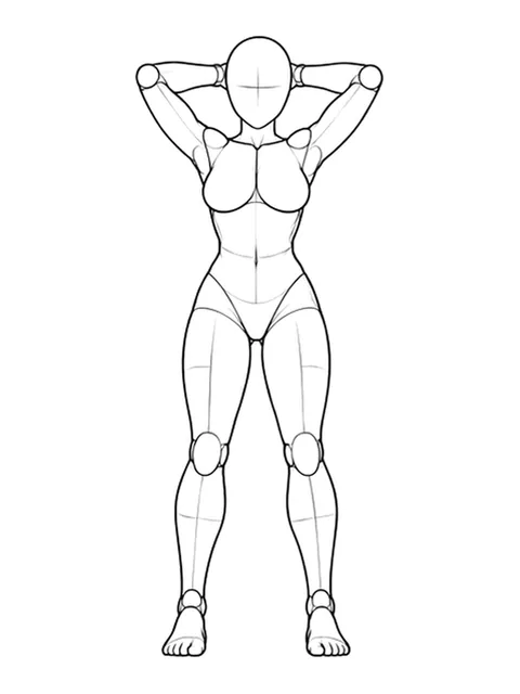 Standing, both hands at the nape
