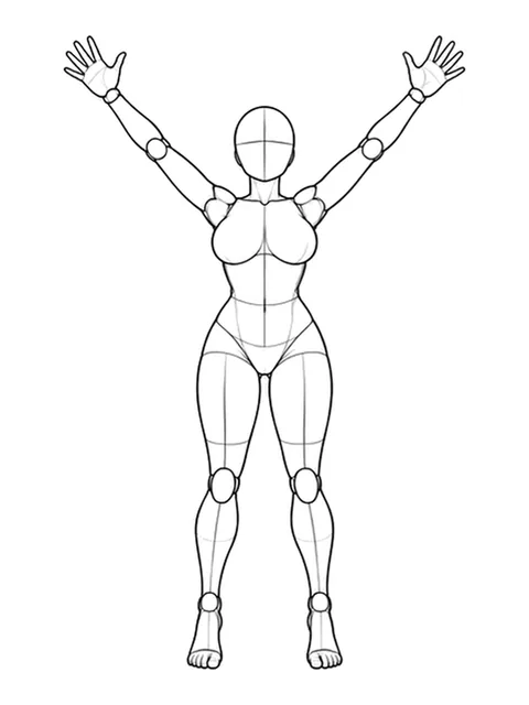 立ち・つま先立ちで両腕V字