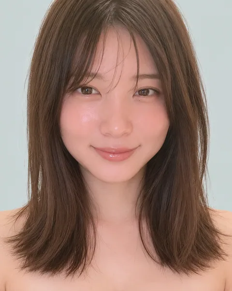 ぱっつん前髪のミディアムストレート #5