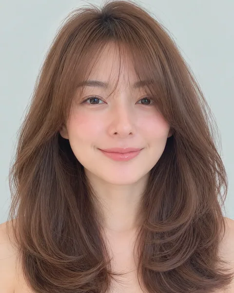One-curl layers, loose strands, chocolate brown #3