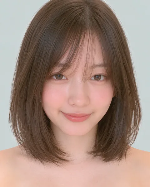 丸みショートボブ(シースルーバング・ダークブラウン) #20