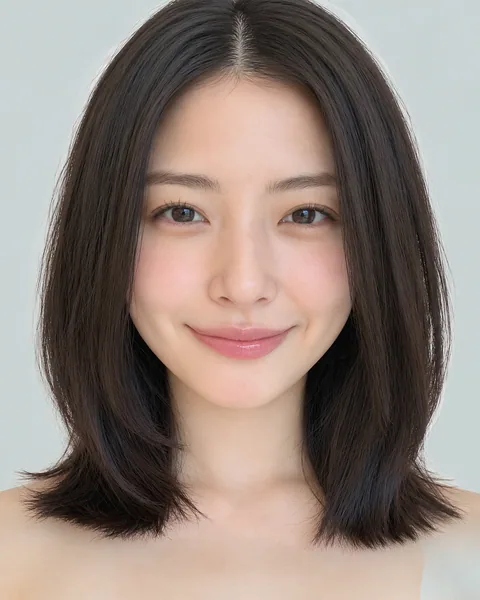 Blunt-cut straight bob, no bangs