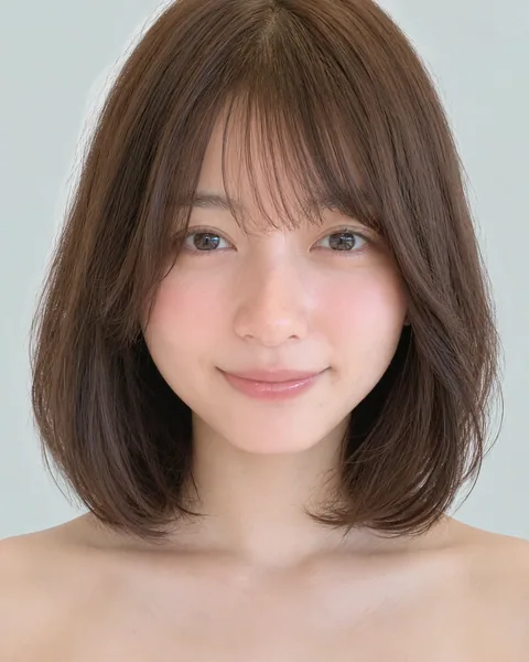 丸みショートボブ(シースルーバング・ダークブラウン) #27