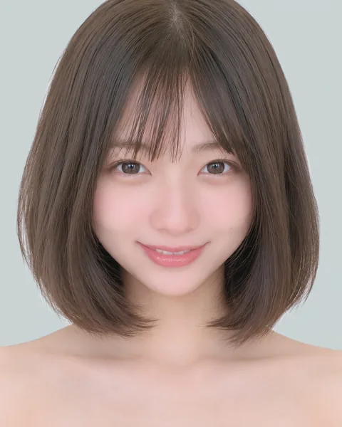 丸みショートボブ(シースルーバング・ダークブラウン) #13