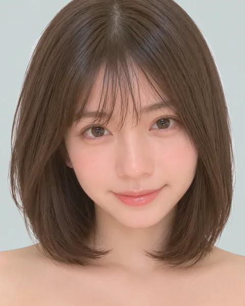 丸みショートボブ(シースルーバング・ダークブラウン) #14