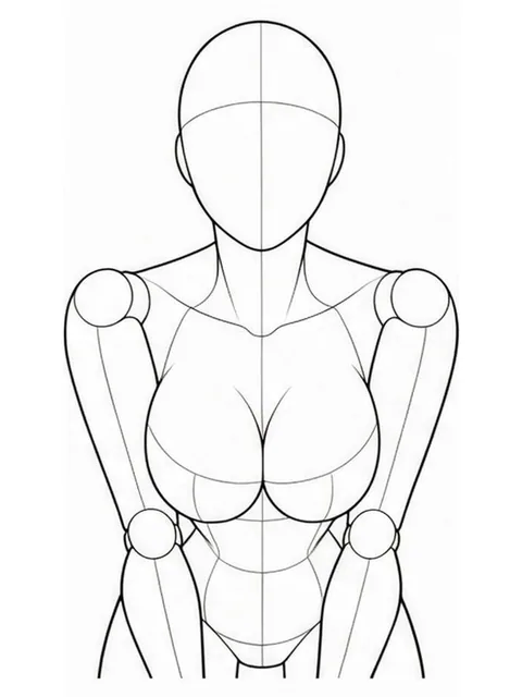 Hina pose (hands on knees)