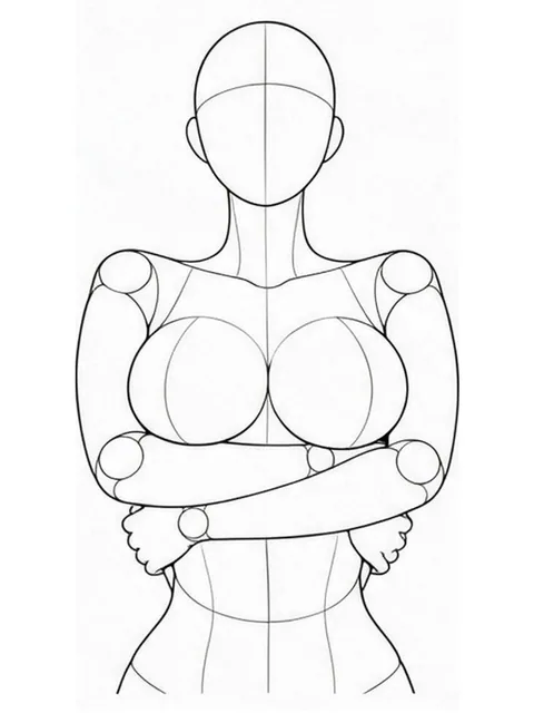 Arms crossed under bust, lifting