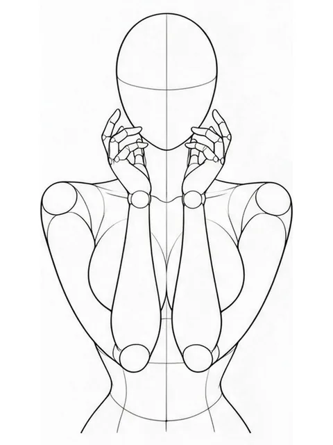 Forearms vertical, pressing from the sides