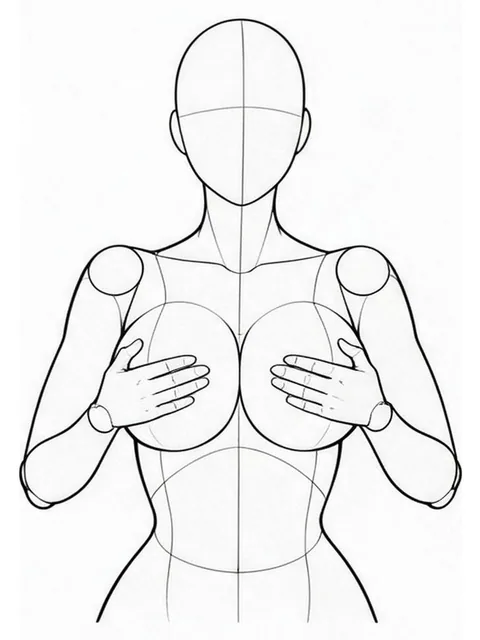 Hands on upper chest, pressing in