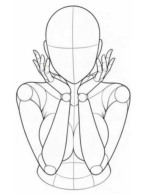 Chin on both palms (flower pose)